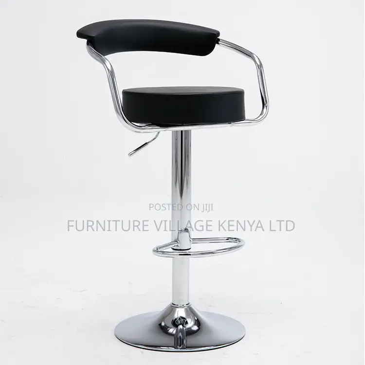 Barstool; Adjustable Black Bistro Stool With Footrest