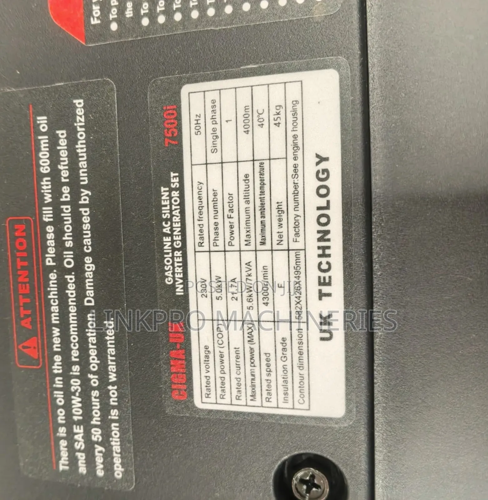 7kva Cigma Uk Super Silent Petrol Generator