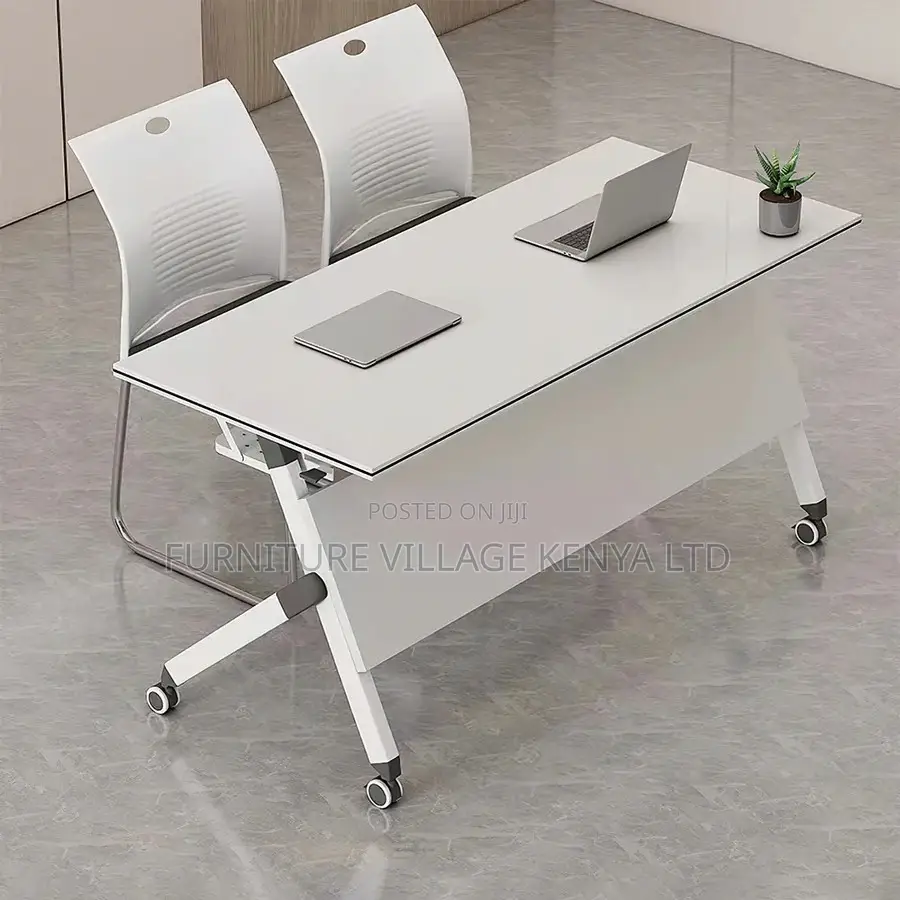Office Table ;White Meeting Table With Foldable Design