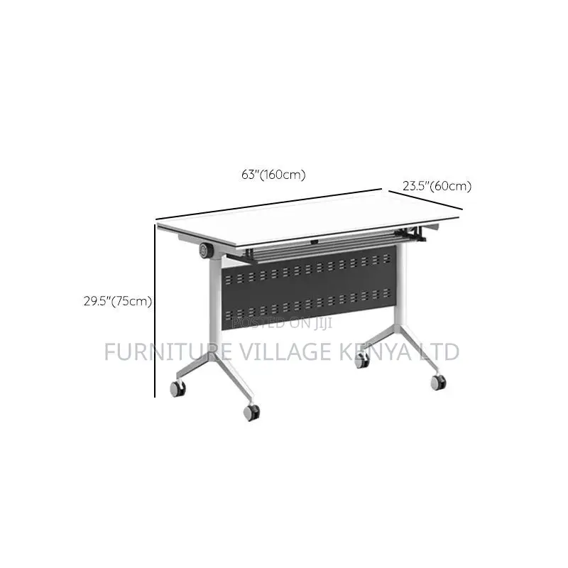 Office Table ;White Meeting Table With Foldable Design
