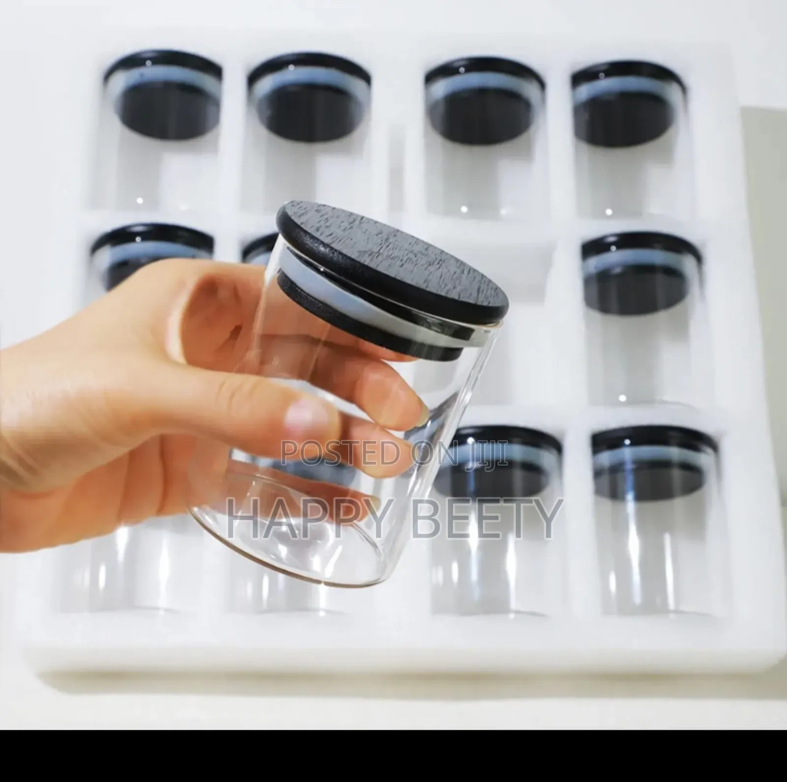Air Tight Borosilicate Spice Jars With Black Lid