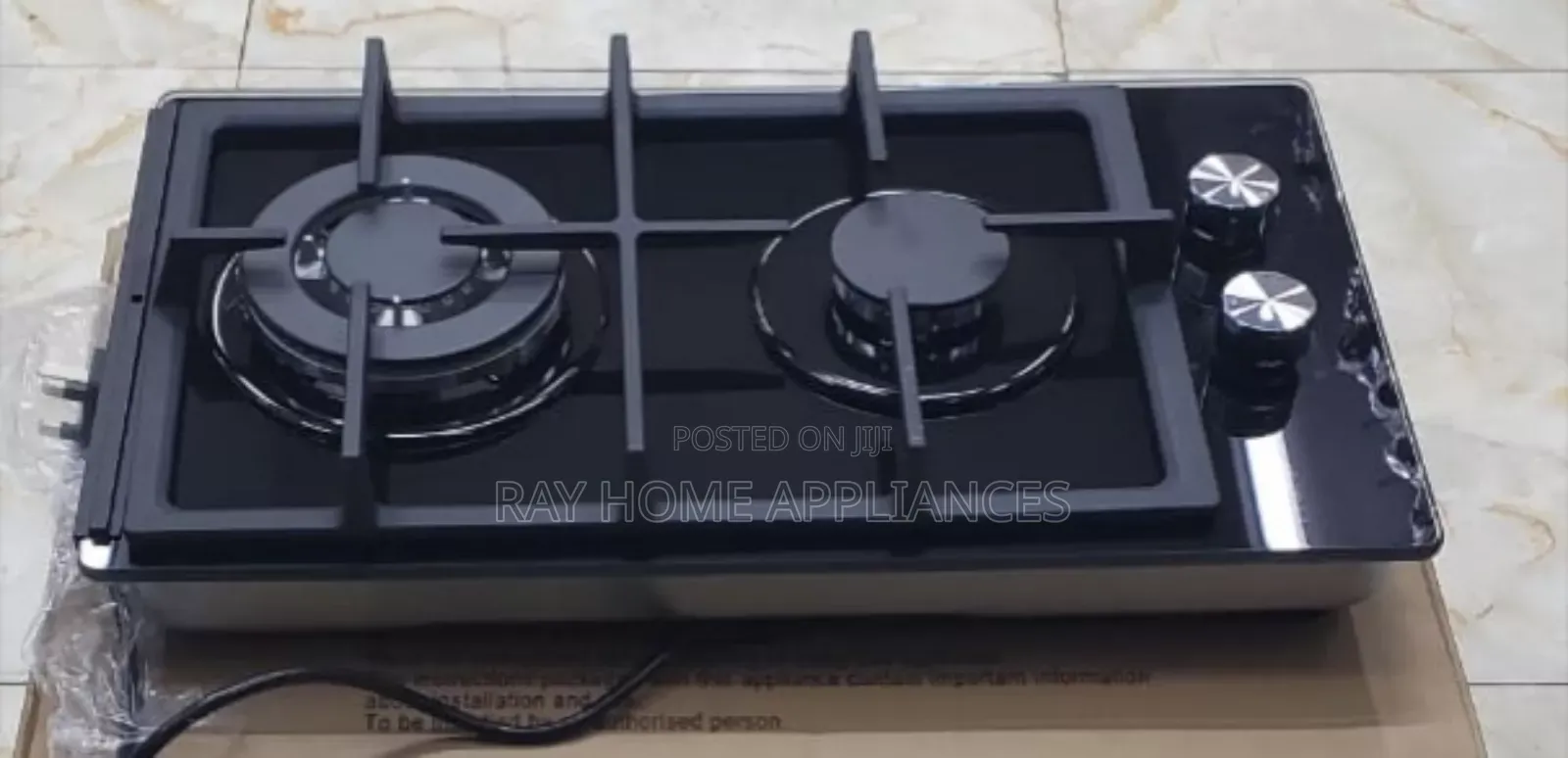 2 Gas Burner (1 Wok Burner) Glass Inbuilt Hob
