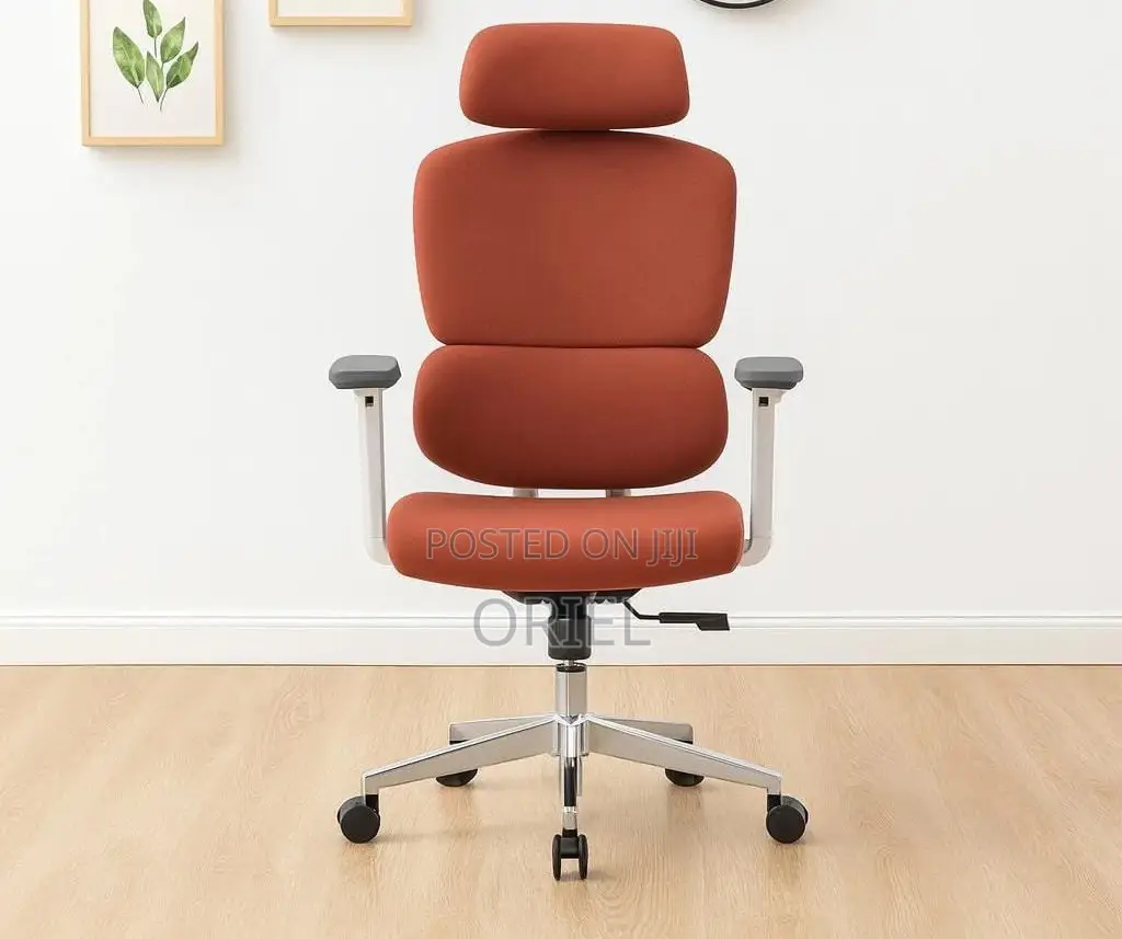 Executive Office Chair : Orange Orthopedic High Back Office Seat