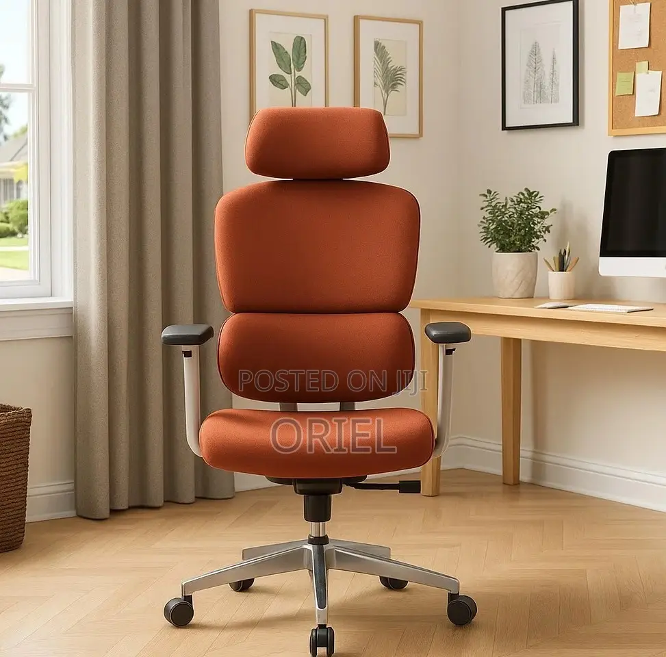 Executive Office Chair : Orange Orthopedic High Back Office Seat