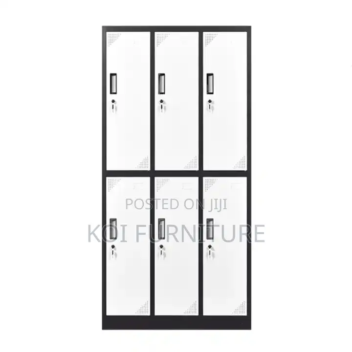 Office Cabinetl; Six Gray Lockers Executive Metallic Cabinet