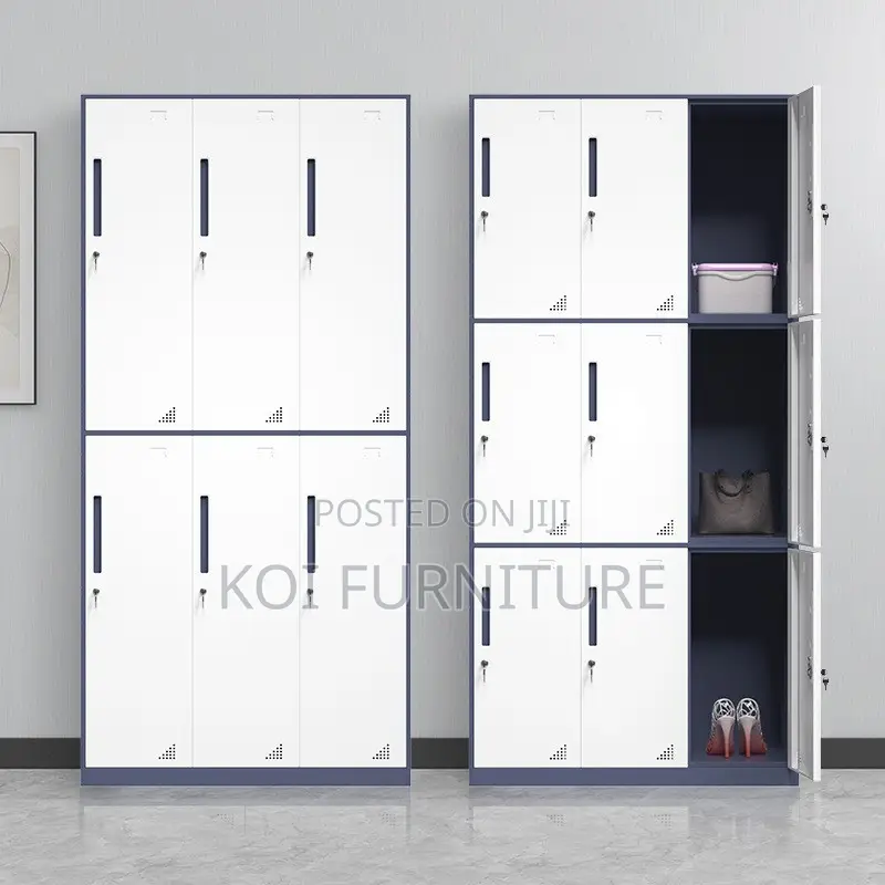 Office Cabinetl; Six Gray Lockers Executive Metallic Cabinet