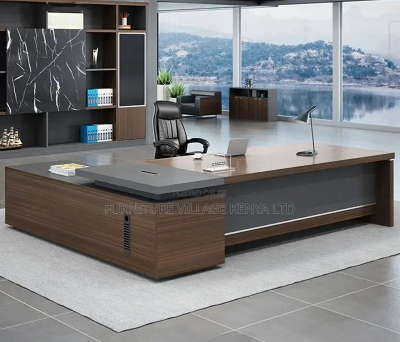 Office Desk;L-Shape Wooden Executive Desk With Locking Drawer