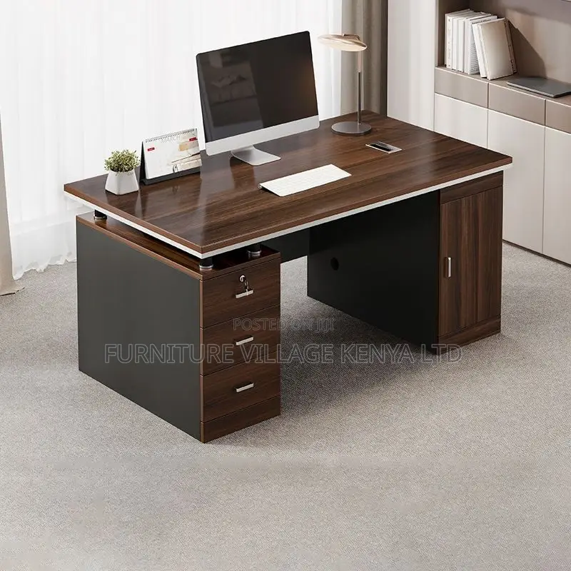 Office Desk; 1.4 Meter Office Desk With 3 Drawers and 1 Cupboard