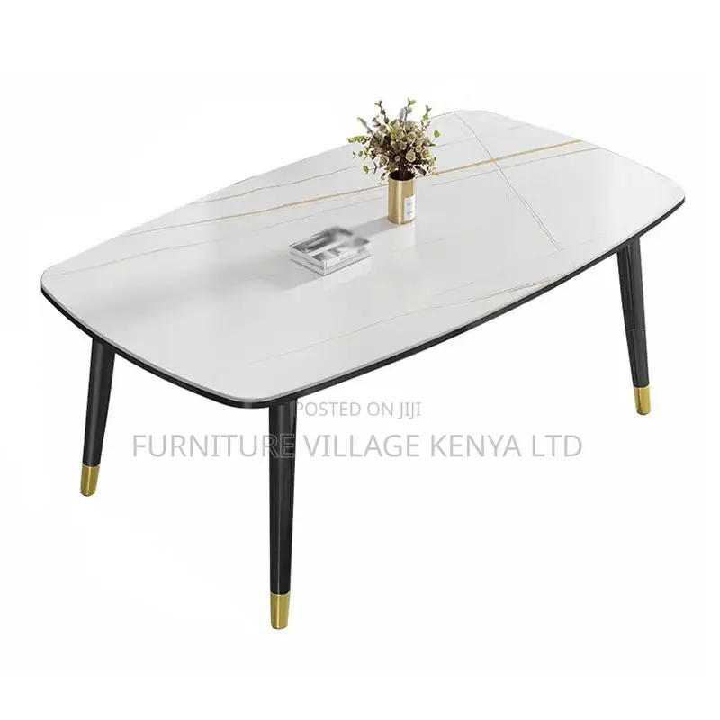 Dining Set; 4-Seater Marble Table and Leather Chair Dining Set