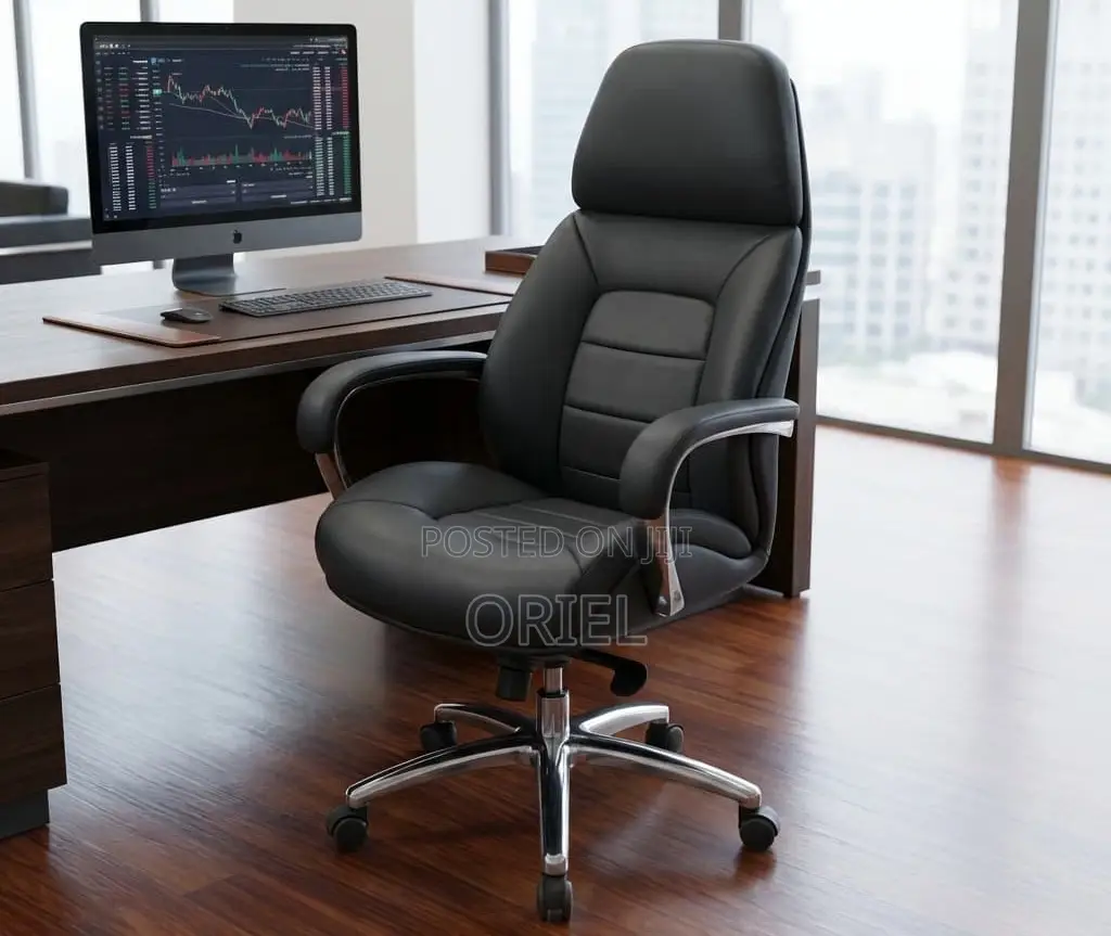 Modern Office Chair : Chrome 5star Base Executive Office Leather Chair