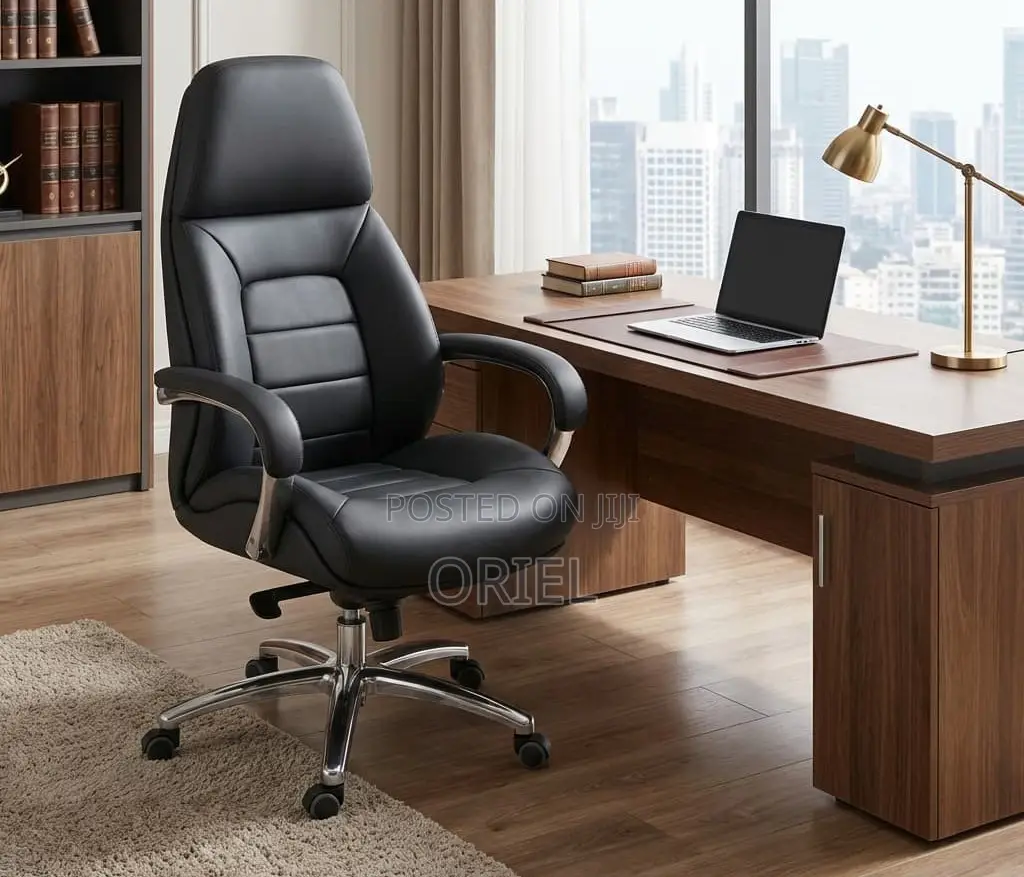 Modern Office Chair : Chrome 5star Base Executive Office Leather Chair