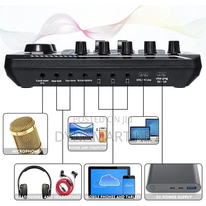 F998 Sound Card Professional Audio Mixer Live and Effects With Dj