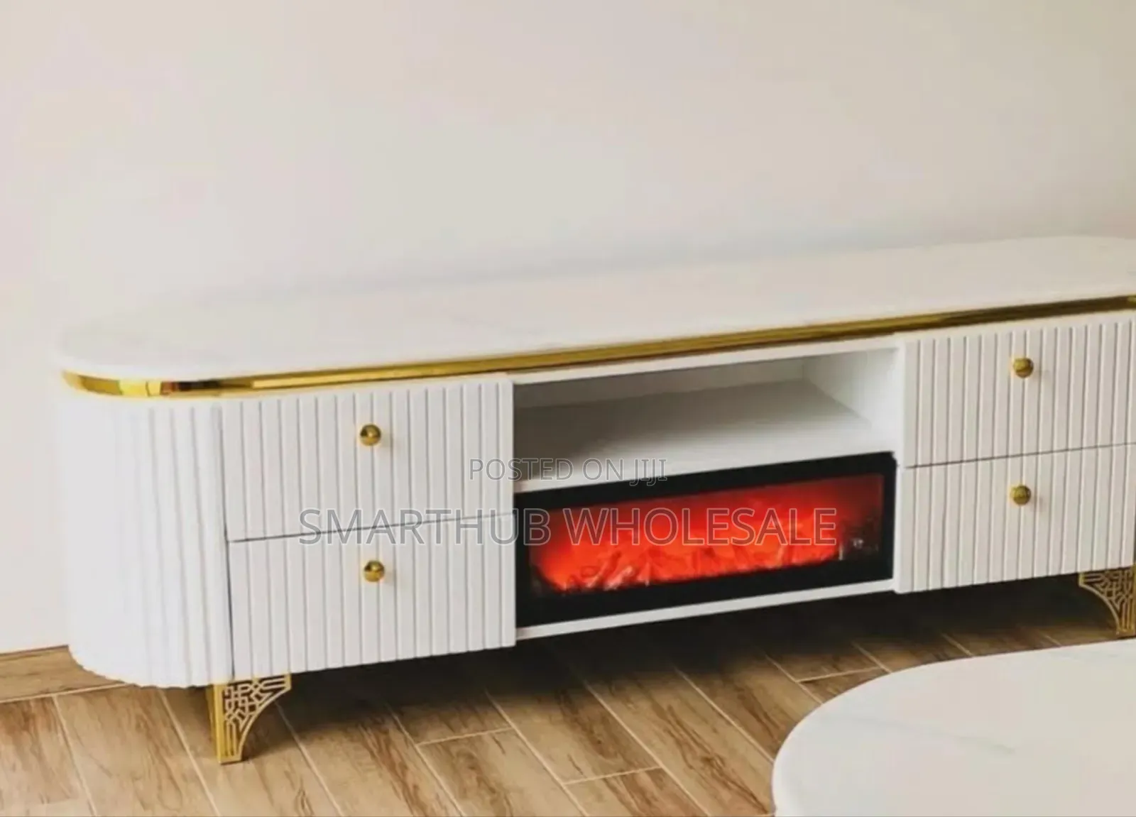 Modern Executive Tv Stand With a Functional Fire Place
