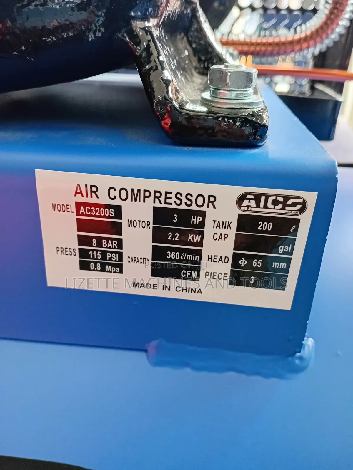 Aico 200l Belt Electric Air Compressor 3 Piston With 3 Hp Motor