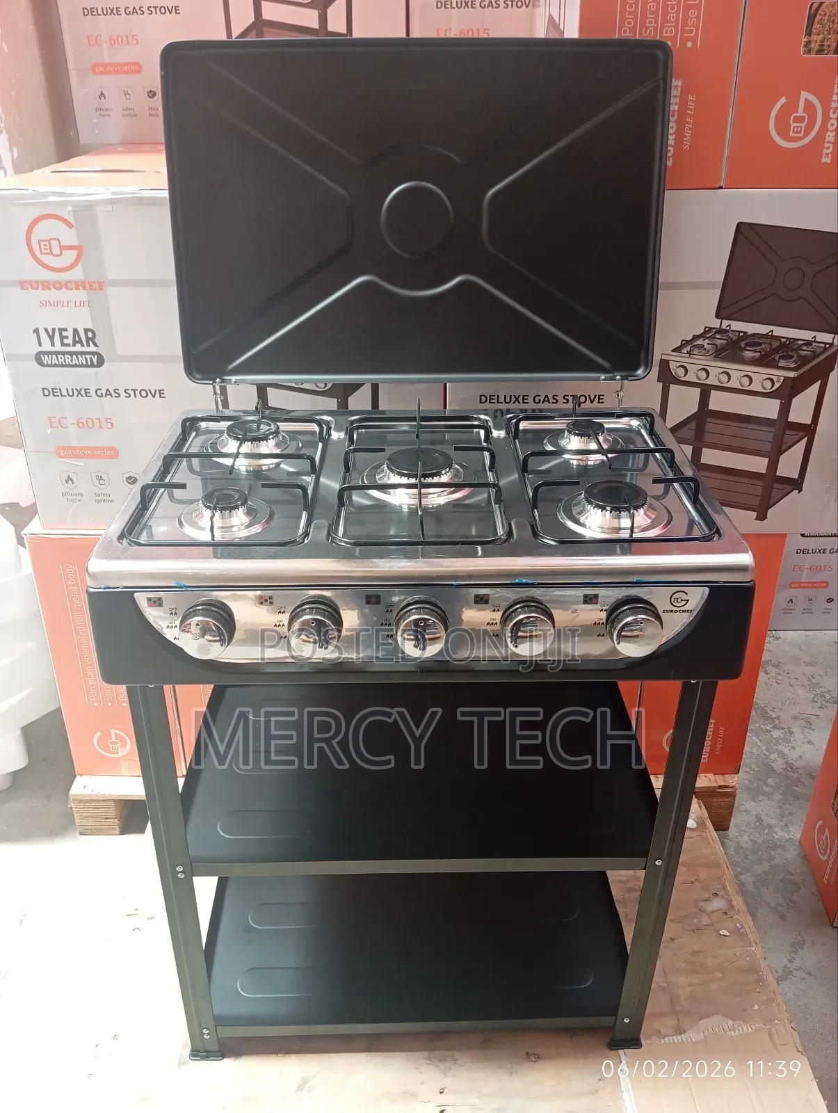 Eurochef 5 Burner Standing Cooker With Shelf