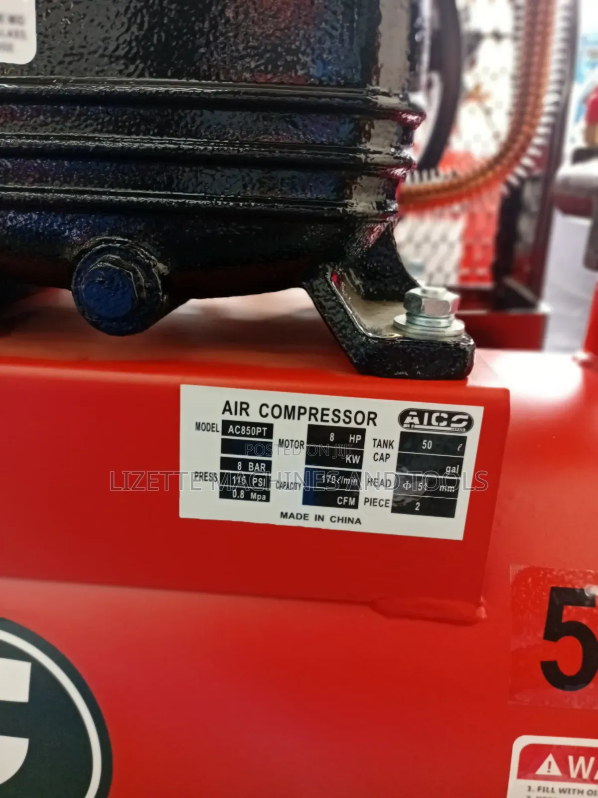Aico 50l Air Compressor Double Piston With 8hp Petrol Engine