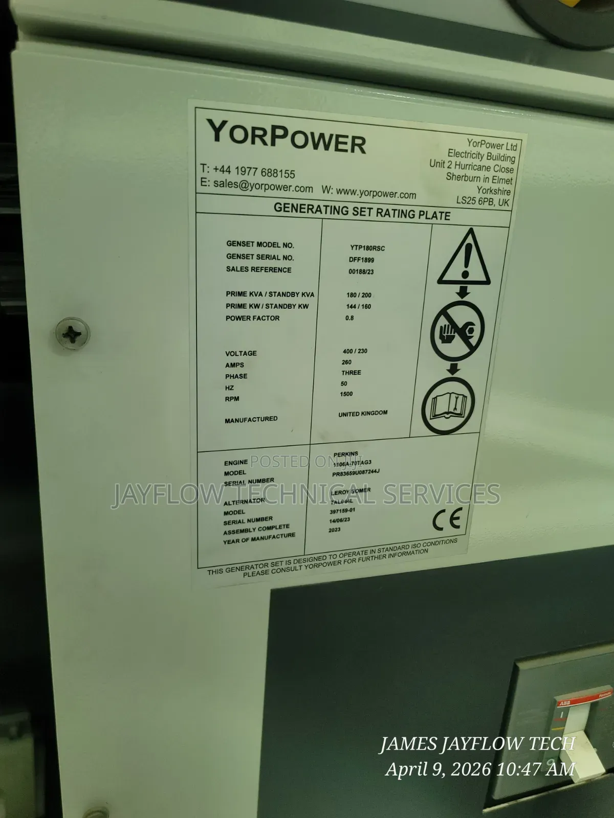 Industrial Diesel Generator – 150 Kva (Silent Type)