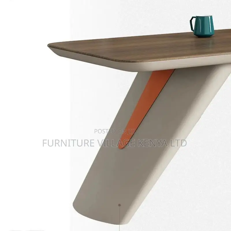 L-Shape Modern Executive Desk Brown Office Desk With Drawers