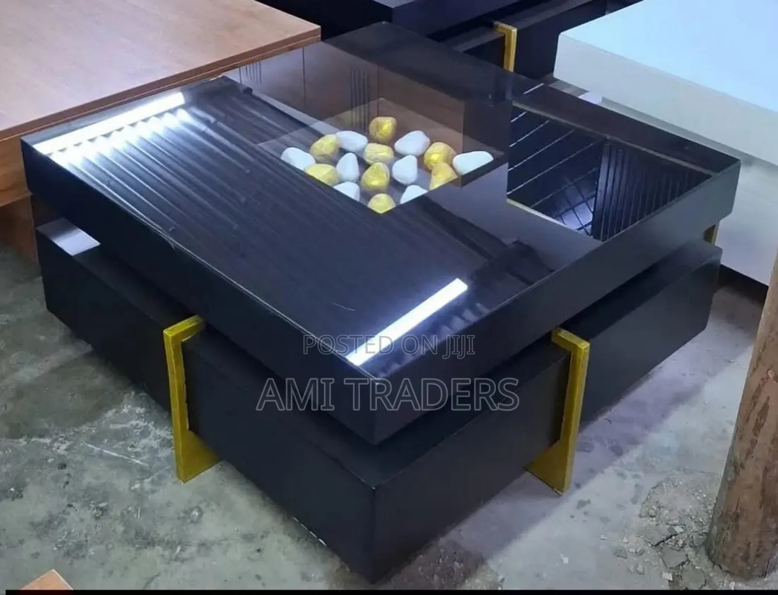 Black Glass Top Table
