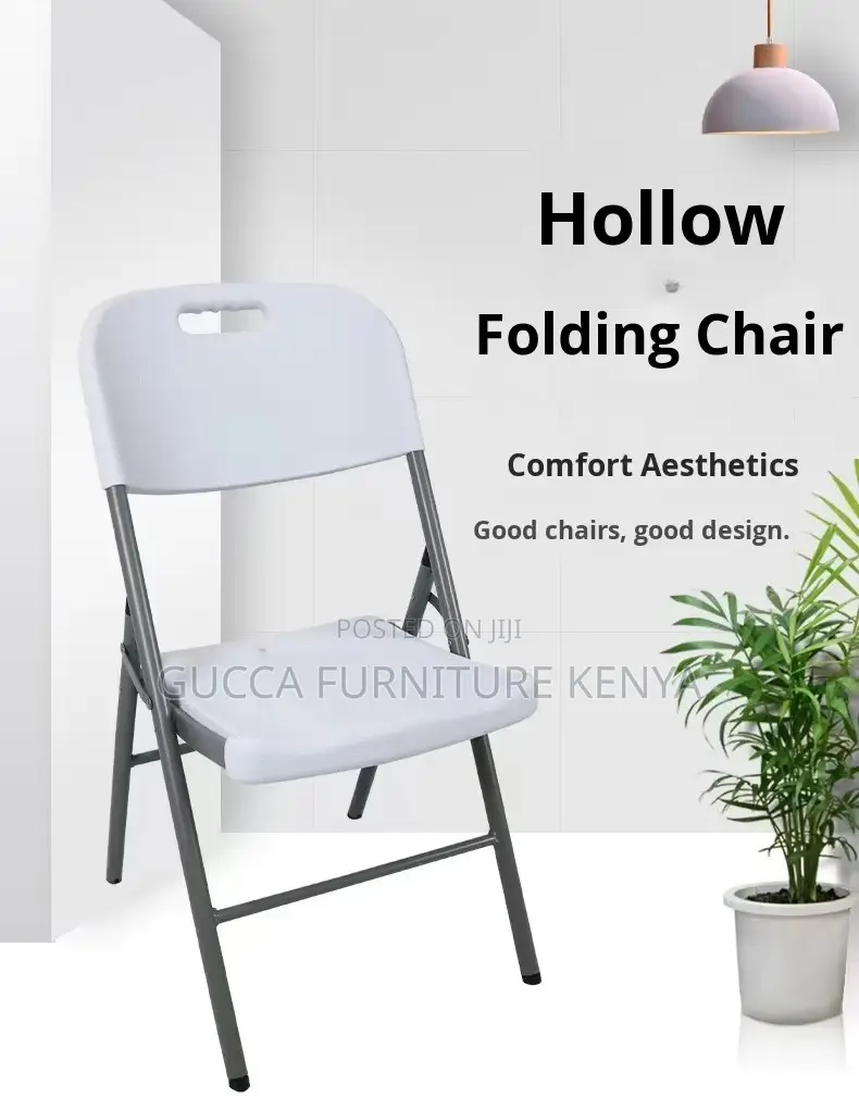 White Outdoor Plastic Folding Desk Chair