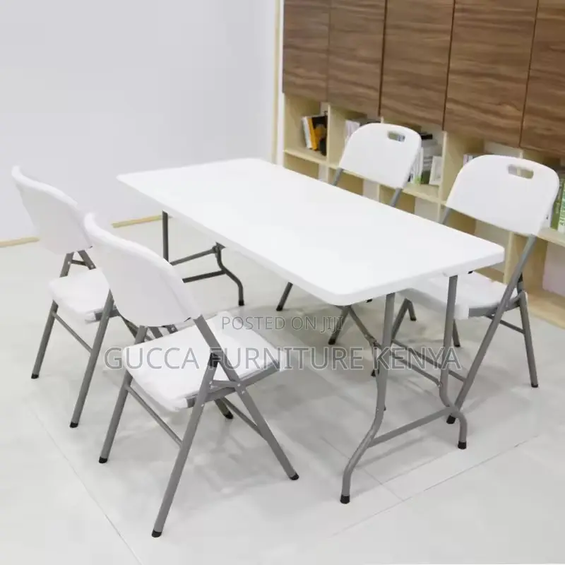 White Outdoor Plastic Folding Desk Chair