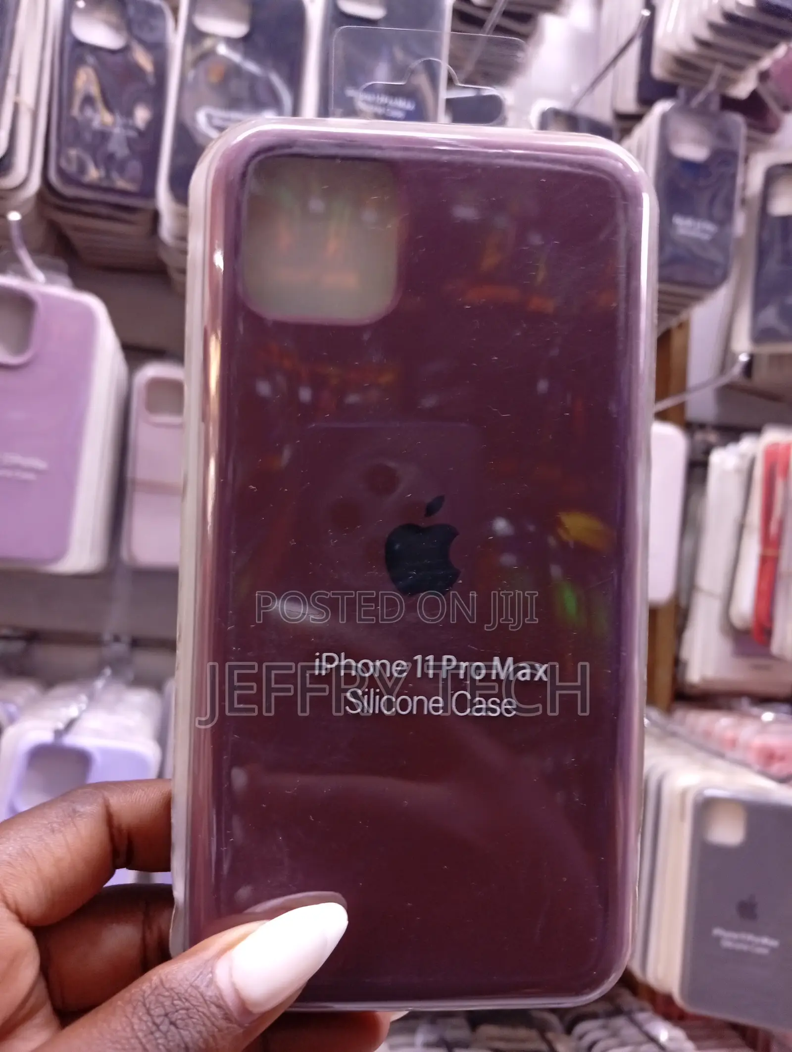 Product Is a Dark-Colored Silicone the Apple iPhone 11 Pro Max.