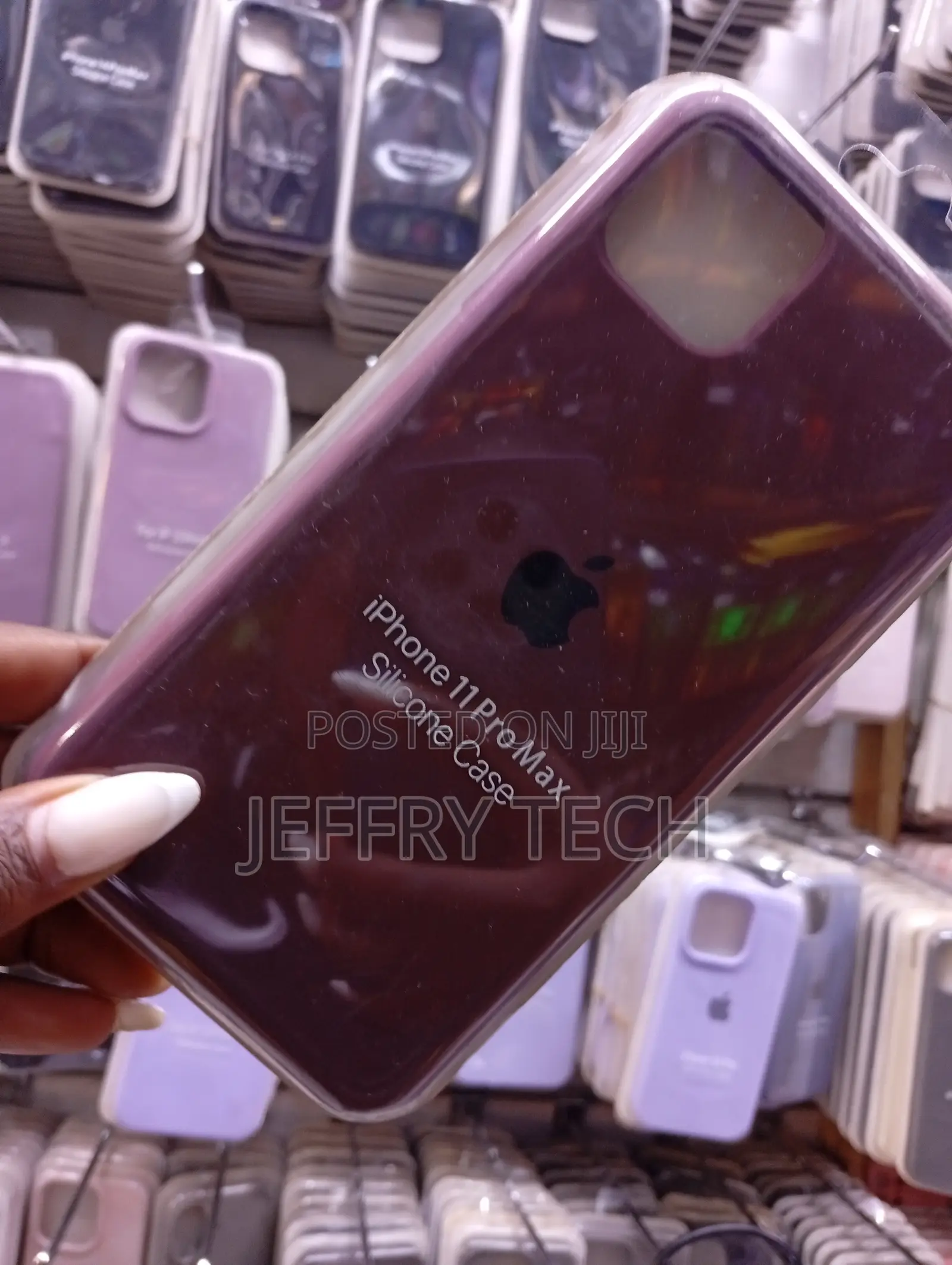Product Is a Dark-Colored Silicone the Apple iPhone 11 Pro Max.