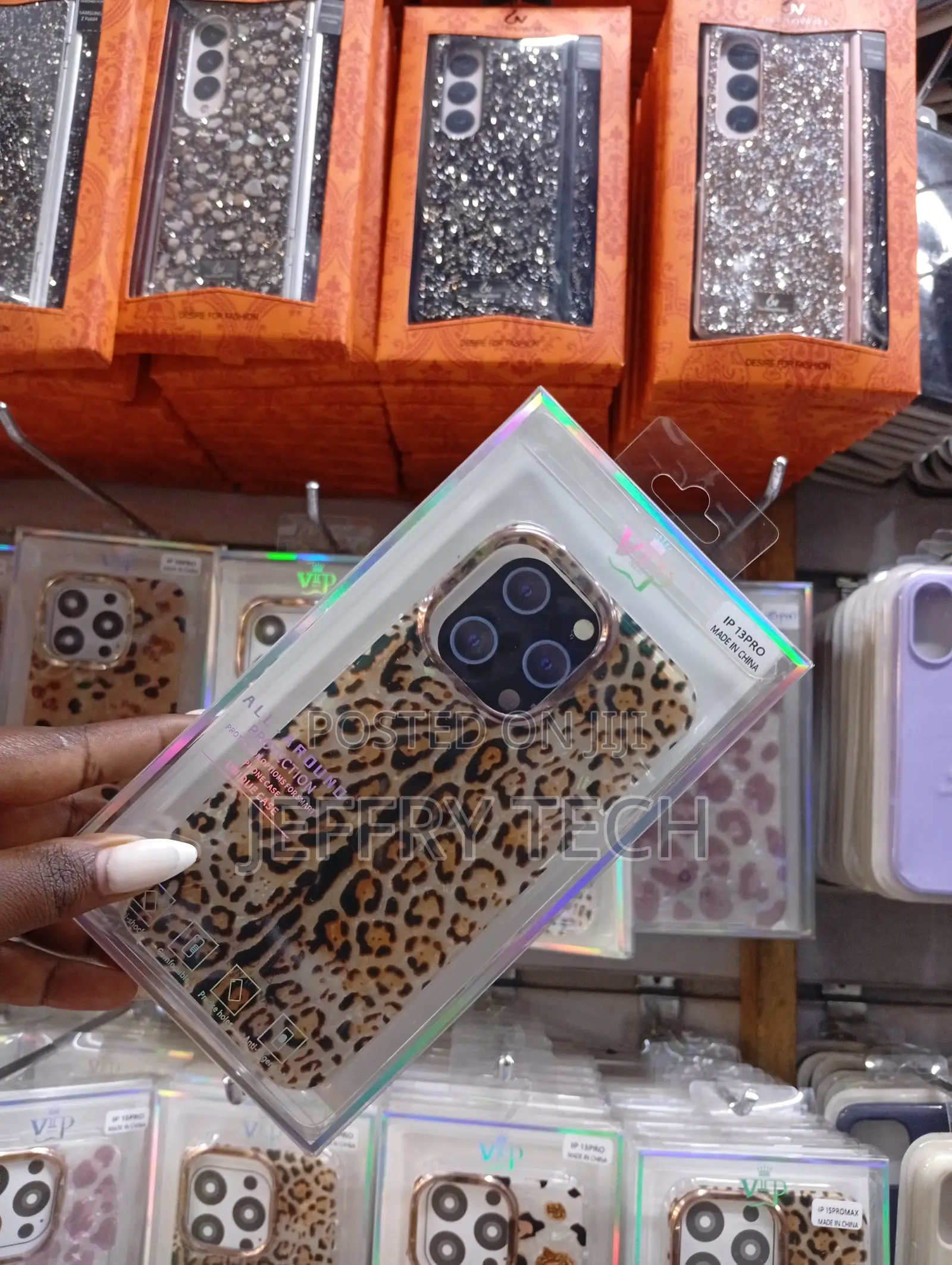 "Vip" Branded Leopard Print Case Designed for Apple iPhone 13 Pro.