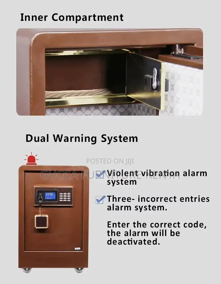 Digital 60kgs Secured Brown Fireproof Safe Box