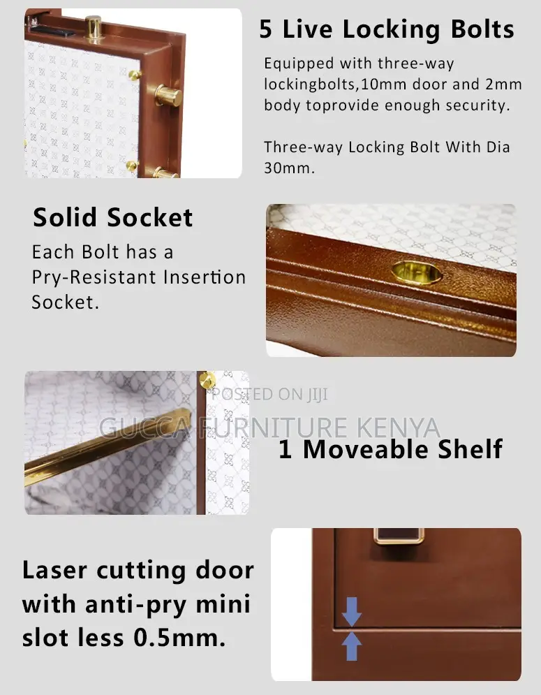 Digital 60kgs Secured Brown Fireproof Safe Box