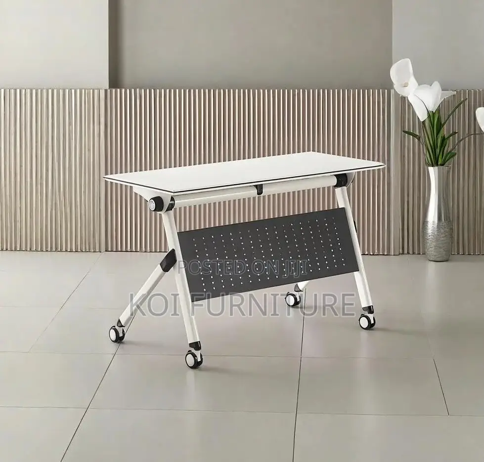 Office Table; White Office Meeting Writing Foldable Mobile Desk