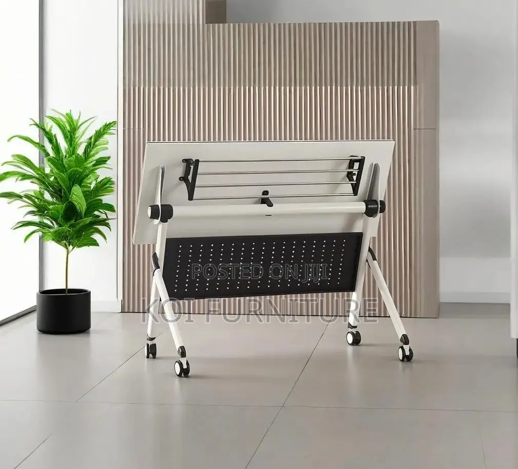 Office Table; White Office Meeting Writing Foldable Mobile Desk