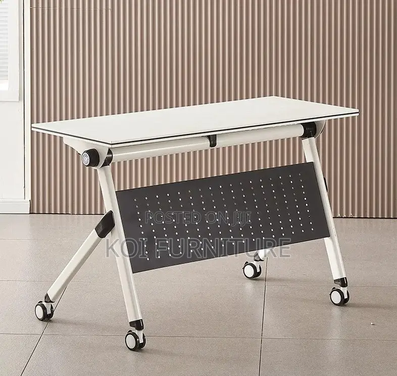 Office Table; White Office Meeting Writing Foldable Mobile Desk
