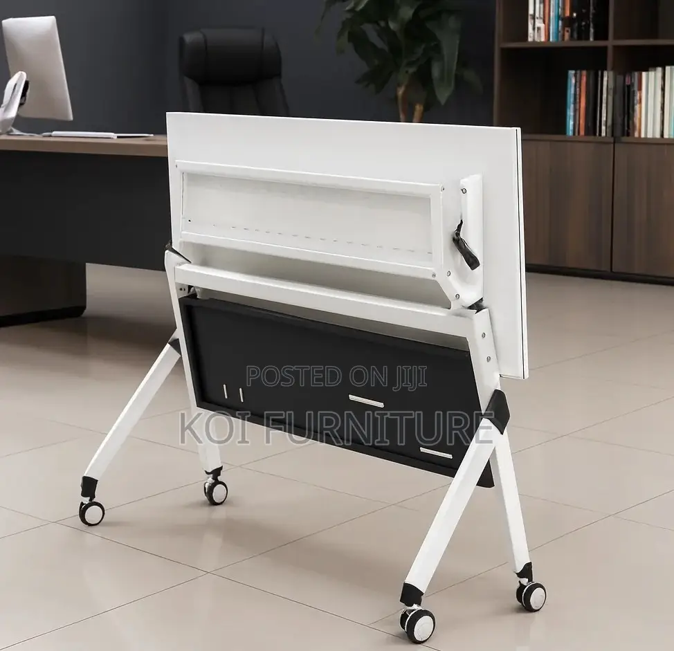 Office Table; White Office Meeting Writing Foldable Mobile Desk