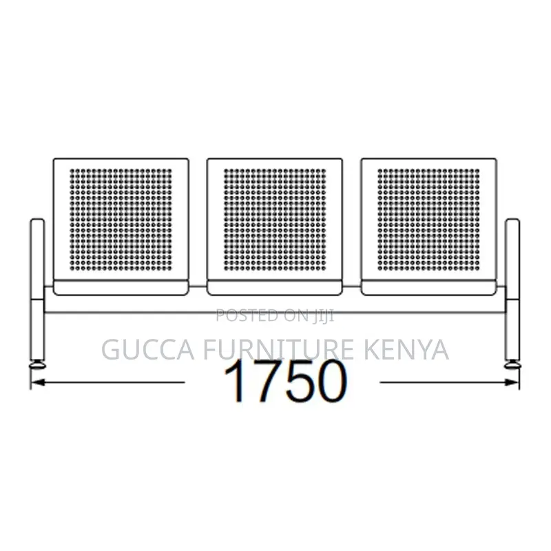 Heavy Duty Full Steel Waiting Bench With Armrest