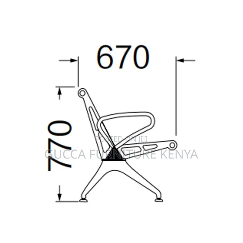 Heavy Duty Full Steel Waiting Bench With Armrest