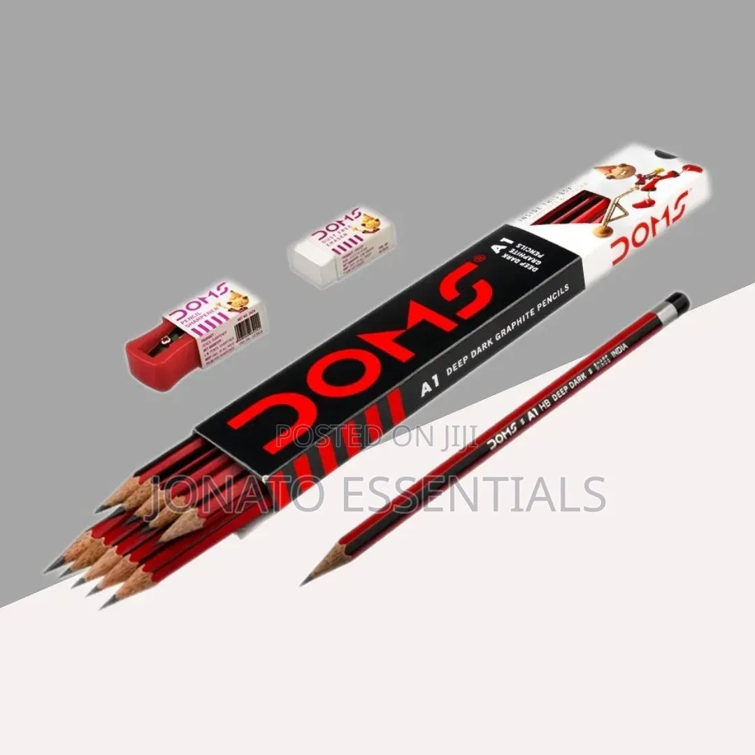 Hb Pencils Box of 12 + Free Sharpener Eraser - School Supplies