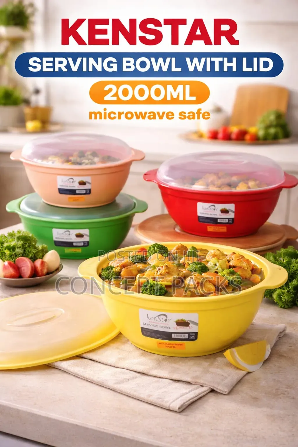 Kenstar Microwave Safe Serving Bowls With Lid