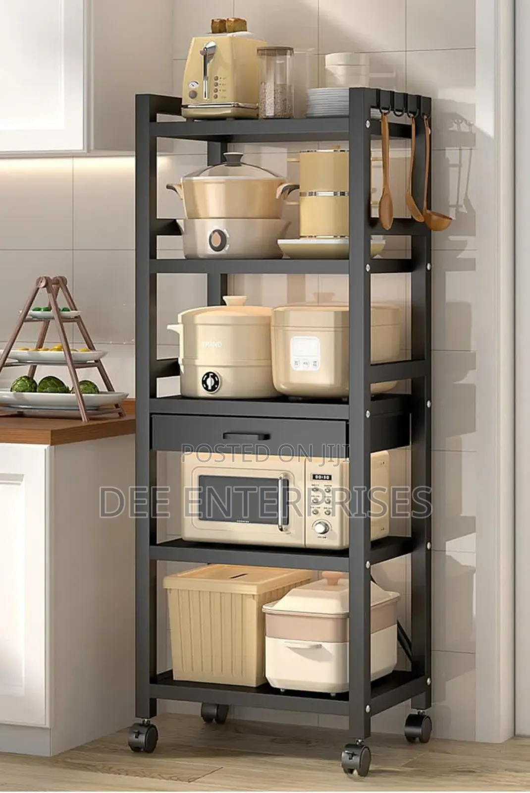 5 Tier Metallic Kitchen Rack