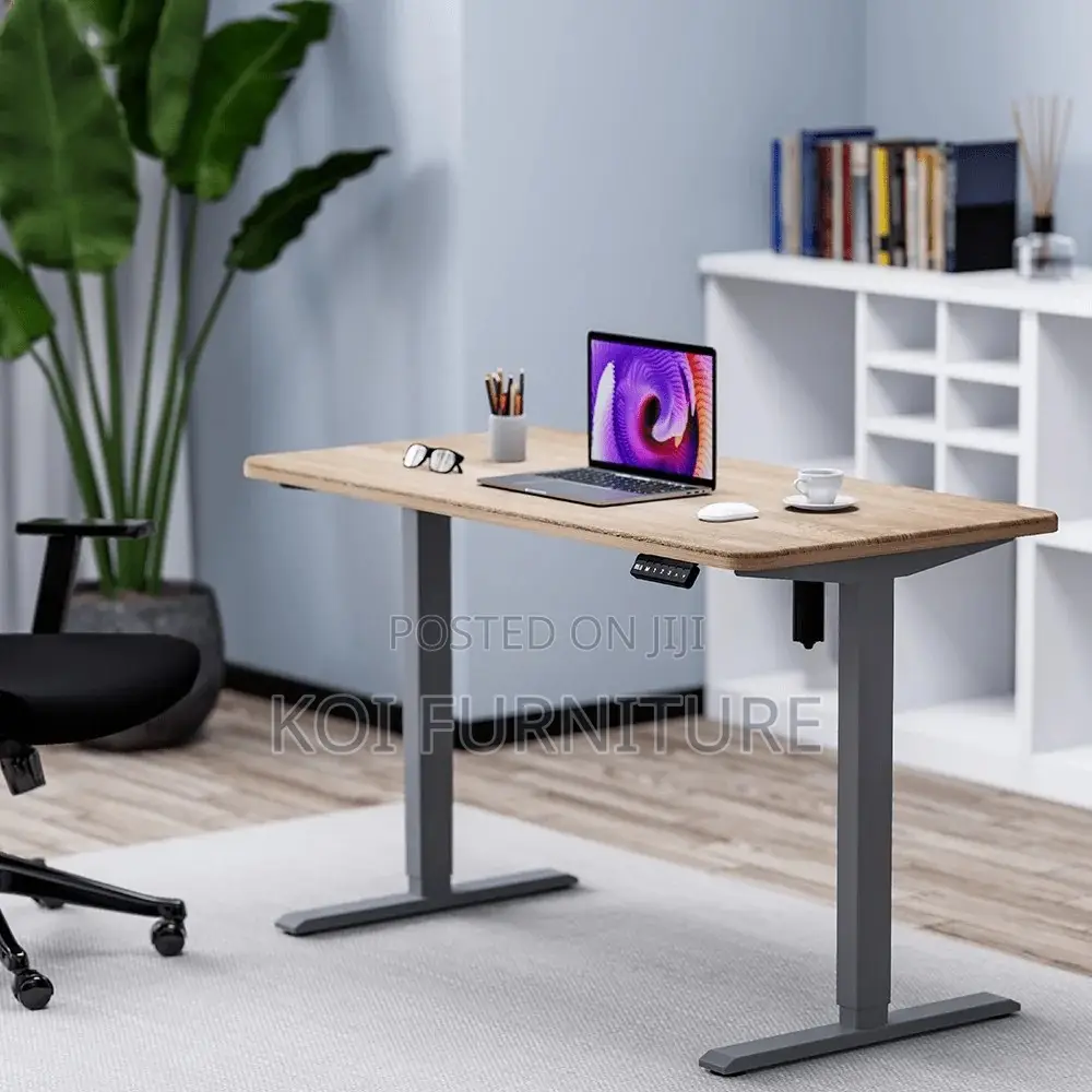 Office Desk; 1.2 Meters Brown Top Adjustable Smooth Control Desk