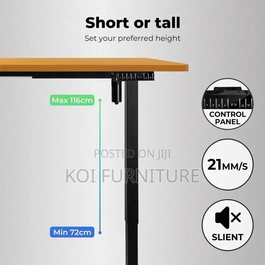 Office Desk; 1.2 Meters Brown Top Adjustable Smooth Control Desk