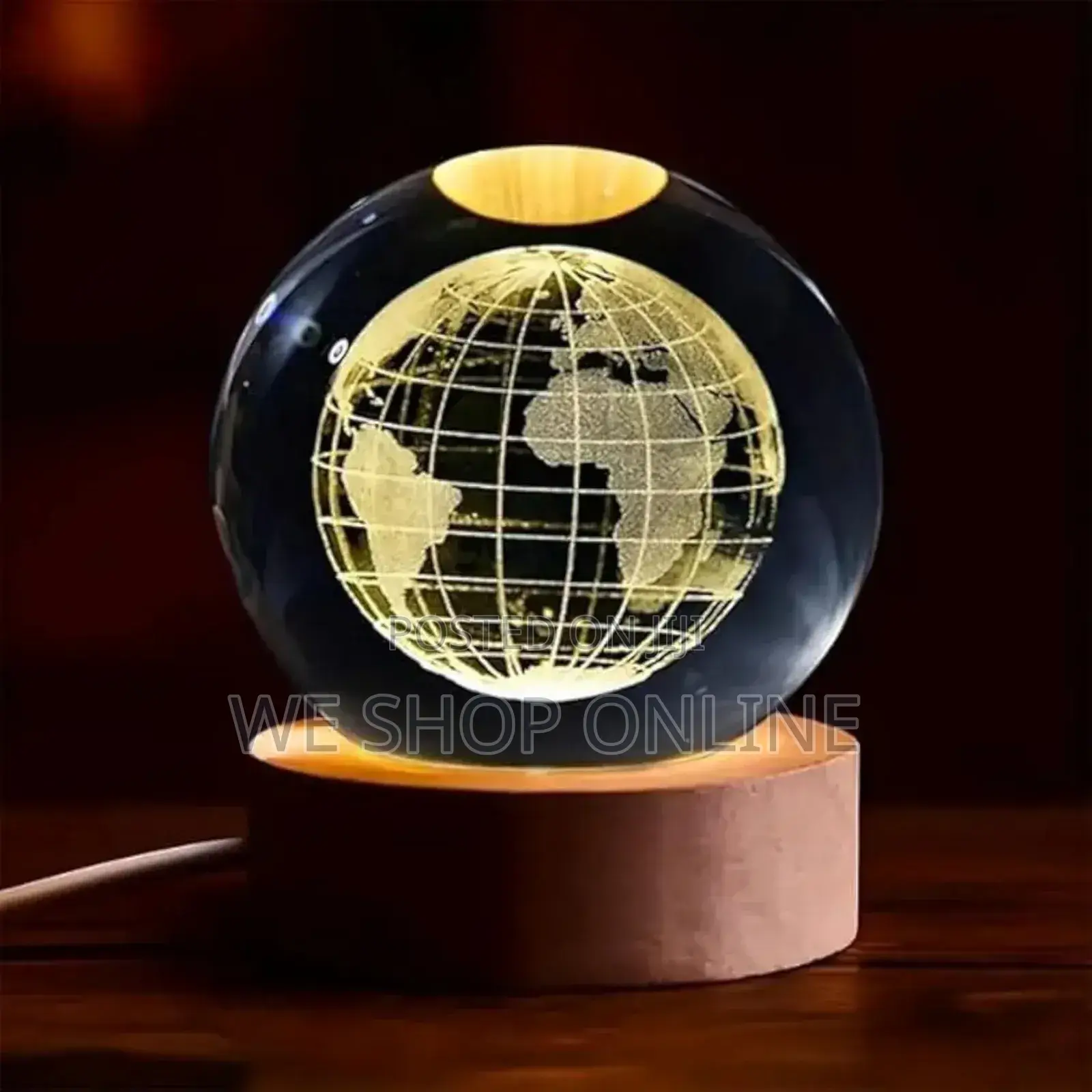 3d Earth Crystal Led Ball Night Lamp Warm Light