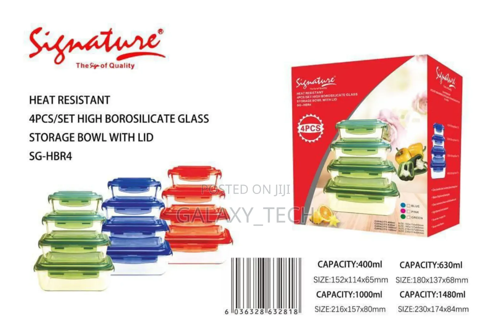 Signature 4pcs Set Glass Storage Containers