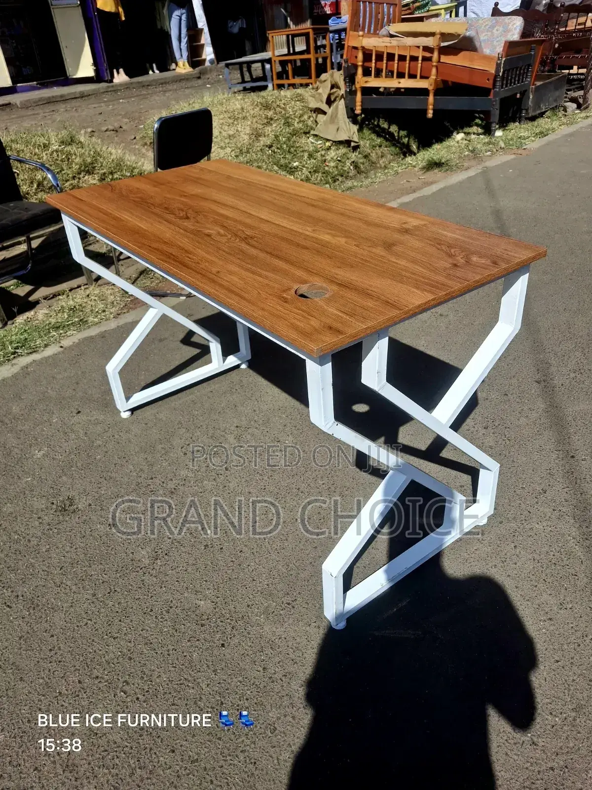 Double Office Working Desk Brown