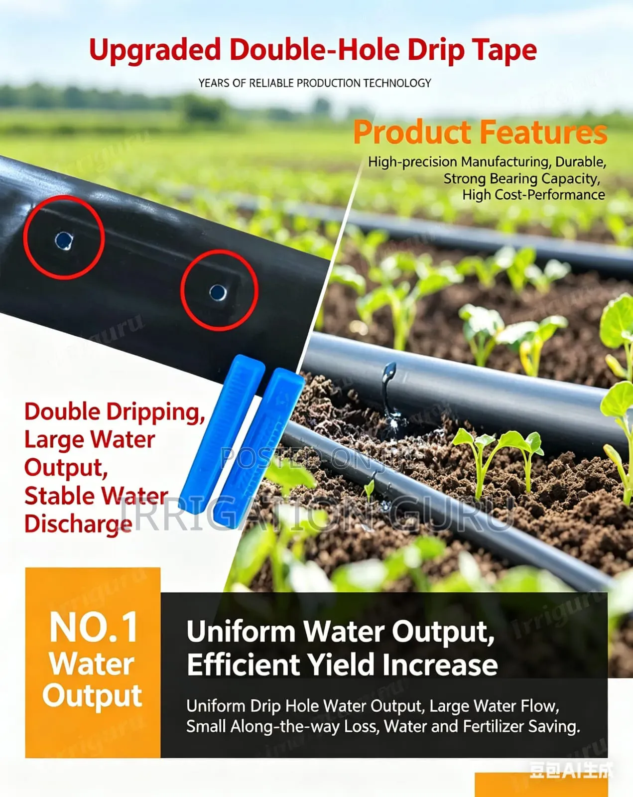 Double Emitter Drip Tube 15cm Spacing