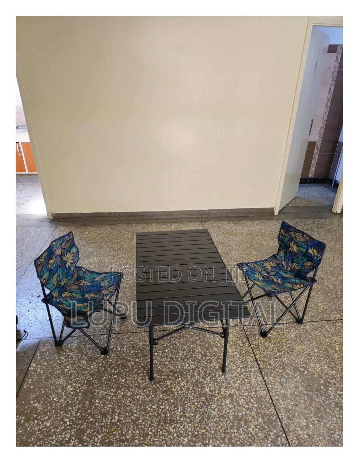 Camping Set of 2 Foldable Chairs And1metallic Foldable Table