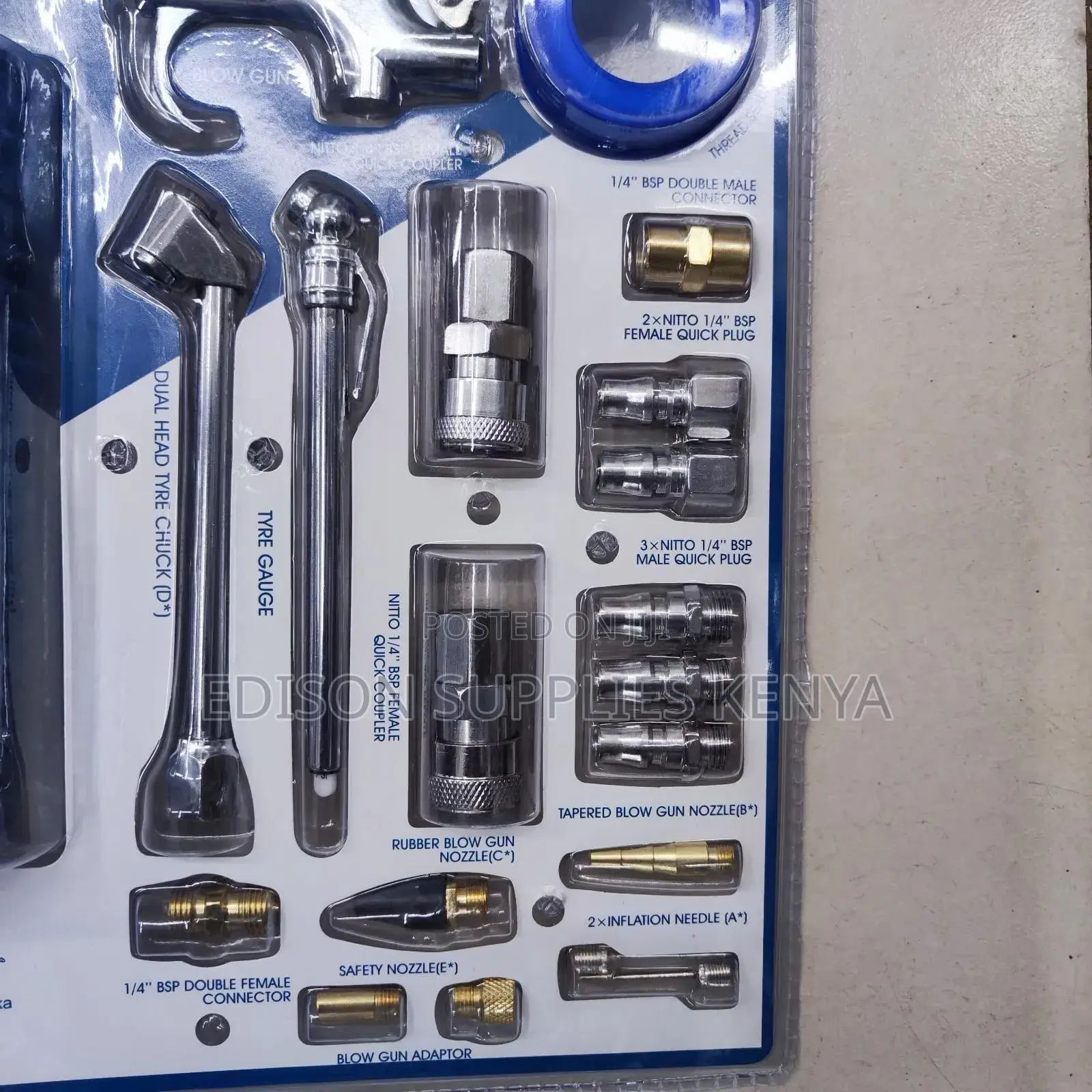 Air Blow Gun Kit 20pcs Air Compressor Hose Pipe Nozzles Tire Inflator