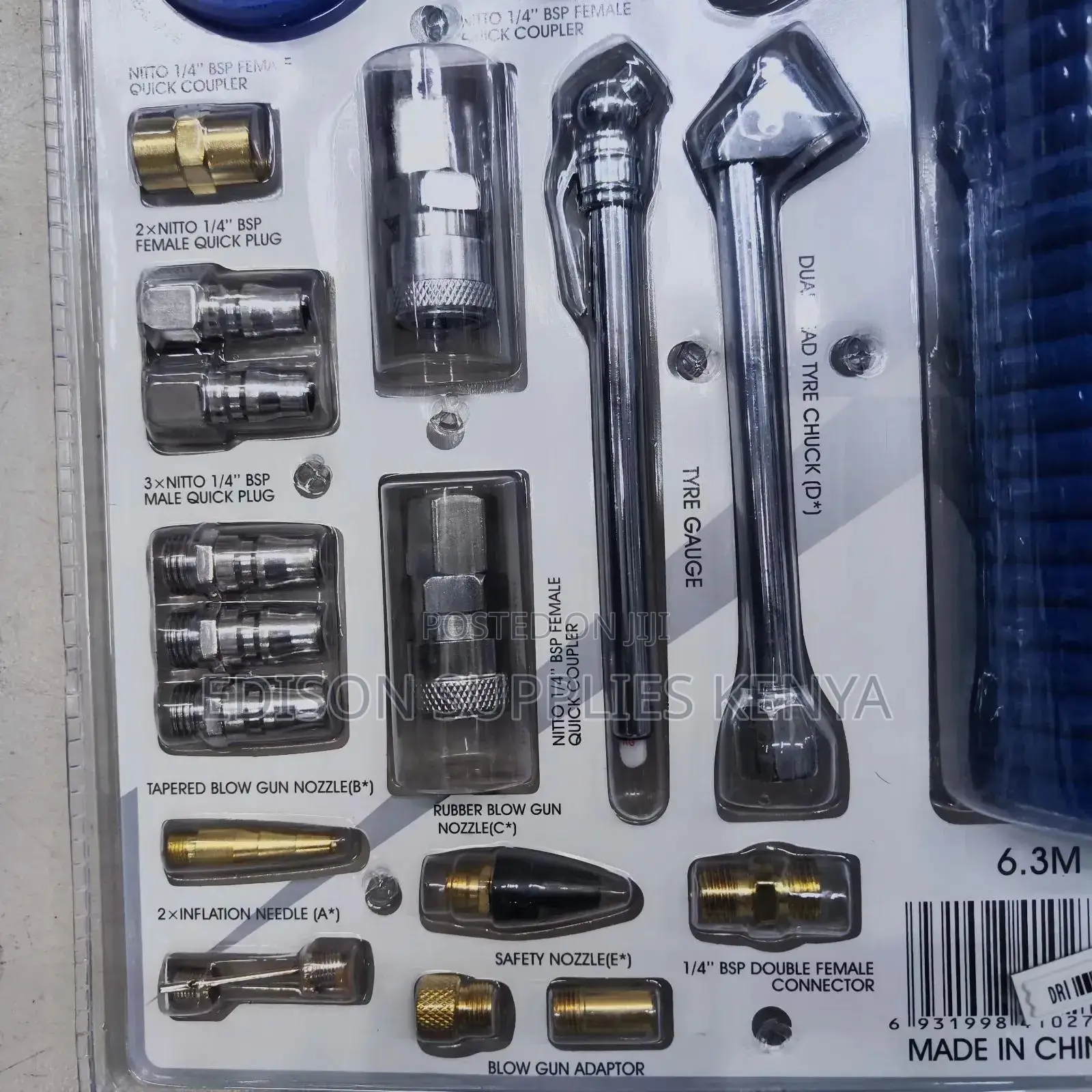 Air Blow Gun Kit 20pcs Air Compressor Hose Pipe Nozzles Tire Inflator