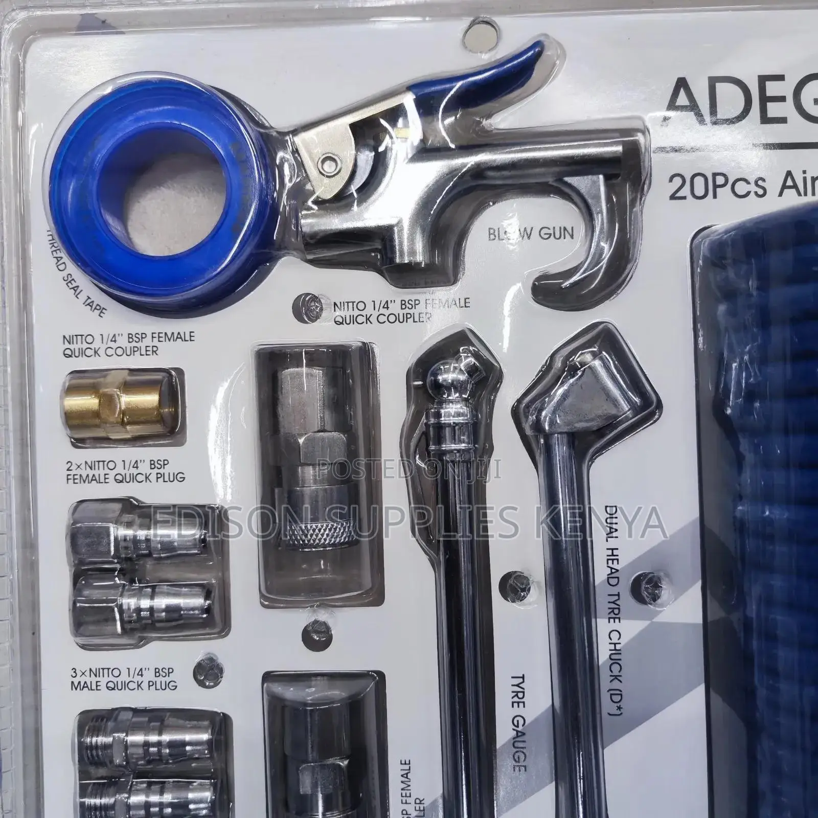 Air Blow Gun Kit 20pcs Air Compressor Hose Pipe Nozzles Tire Inflator