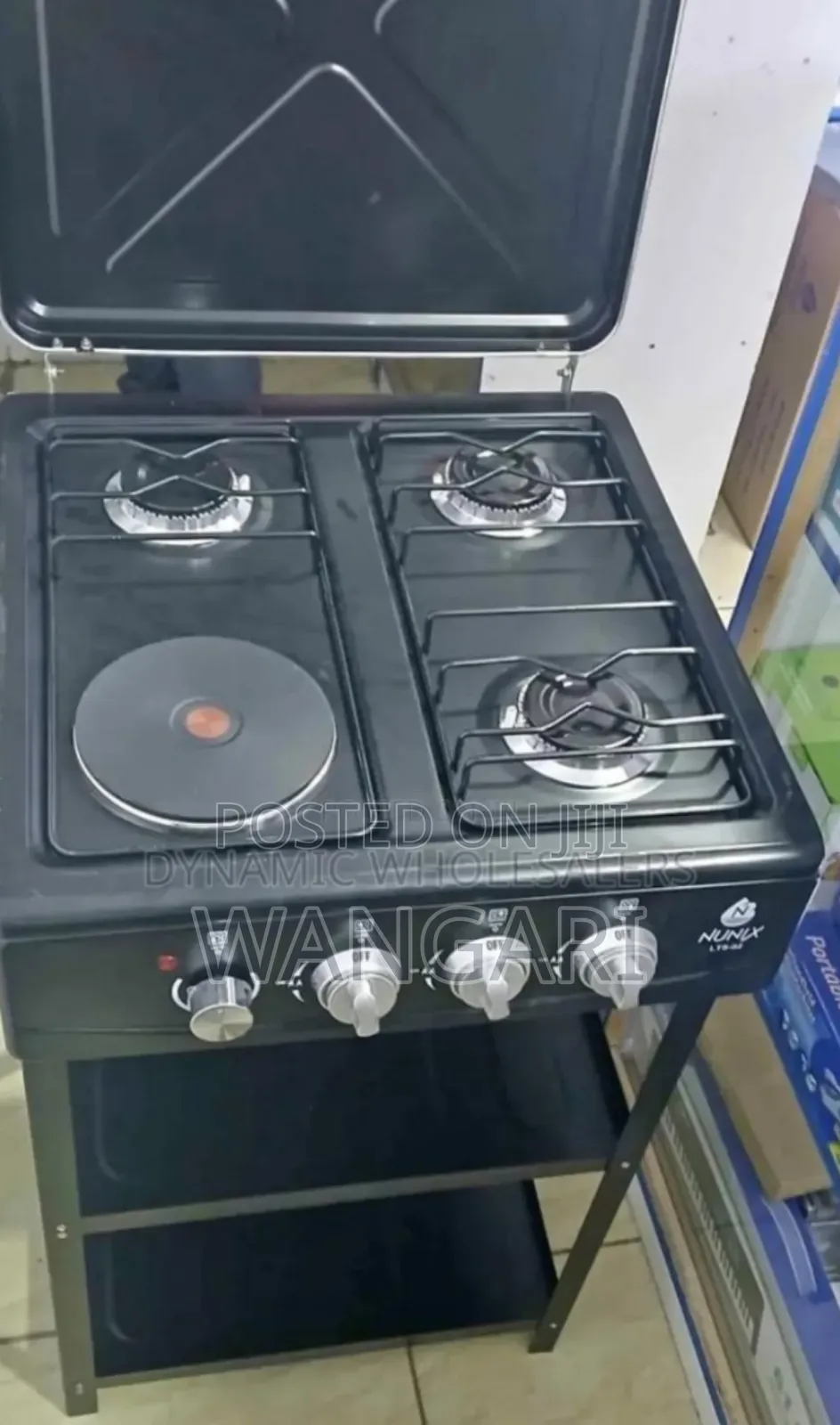 Colur Black Nunix 3+1 Cooker With Shelves